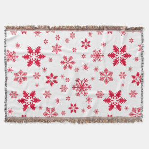Snowflake Mönster, Red Snöflingor, Snö, White Filt