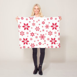 Snowflake Mönster, Red Snöflingor, Snö, White Fleecefilt