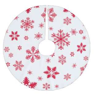 Snowflake Mönster, Red Snöflingor, Snö, White Julgransmatta Borstad Polyester