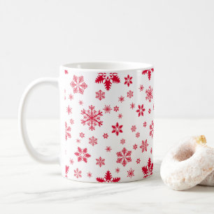 Snowflake Mönster, Red Snöflingor, Snö, White Kaffemugg