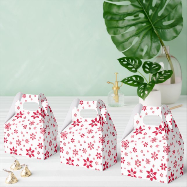 Snowflake Mönster, Red Snöflingor, Snö, White Presentaskar (Multipel)