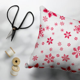 Snowflake Mönster, Red Snöflingor, Snö, White Prydnadskudde