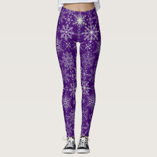 Snowflake mönster White. D Lila BG Leggings