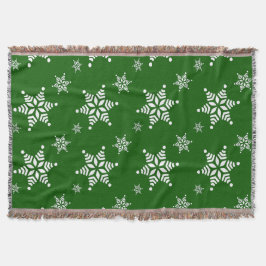 Snowflake Mönster, White Snöflingor, Snö, Grönt Filt