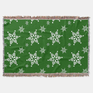 Snowflake Mönster, White Snöflingor, Snö, Grönt Filt