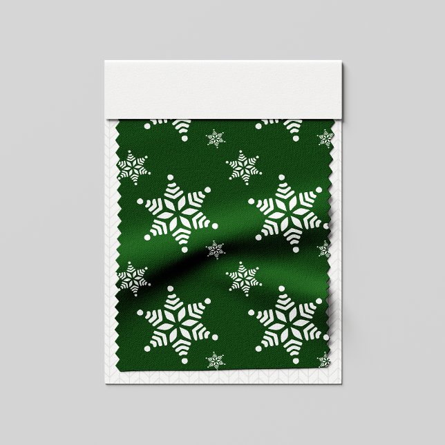 Snowflake Mönster, White Snöflingor, Snö, Grönt Tyg (Skapare uppladdad)
