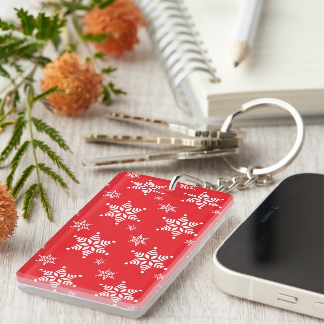 Snowflake Mönster, White Snöflingor, Snö, Red (Högra Framsidan)