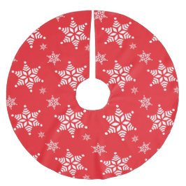 Snowflake Mönster, White Snöflingor, Snö, Red Julgransmatta Borstad Polyester