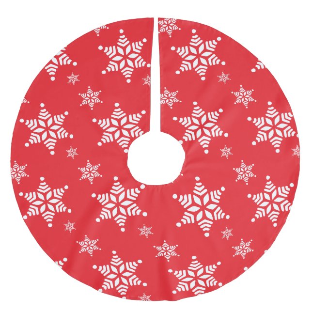 Snowflake Mönster, White Snöflingor, Snö, Red Julgransmatta Borstad Polyester (Framsidan)