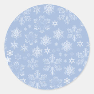 Snowflake Mönster, White Snöflingor, Snö, Winter Runt Klistermärke