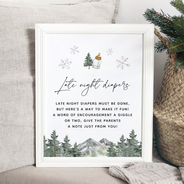 Snowflake Mountain Shower Late Night Diaper Poster (Skapare uppladdad)