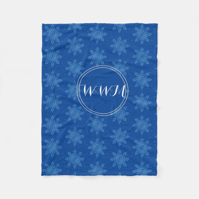 Snowflake Mysiga Ull med Monogram Fleecefilt (Framsidan)