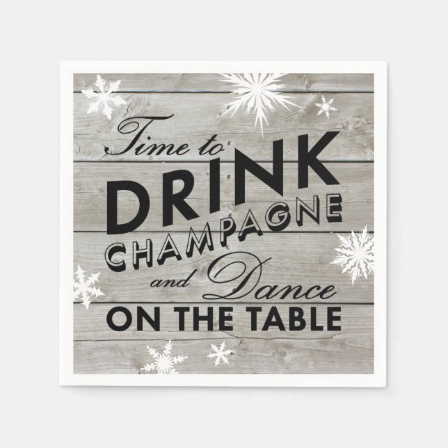 Snowflake Napkin Time to Drink Champagne Pappersservett (Framsidan)
