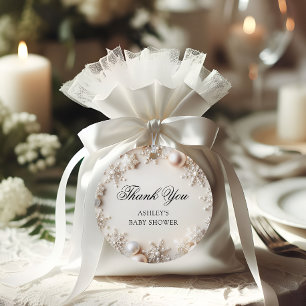 Snowflake Neutralt Baby Shower Tack Gåvor Etiketter