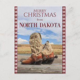 Snowflake North Dakota Cowboy Boots jul Helg Vykort