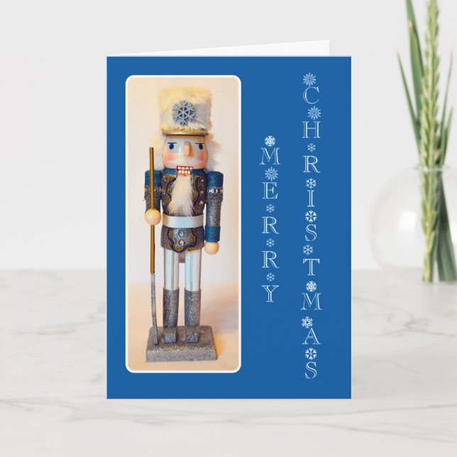 Snowflake Nutcracker God jul Mörk blått Helgkort (Framsida)