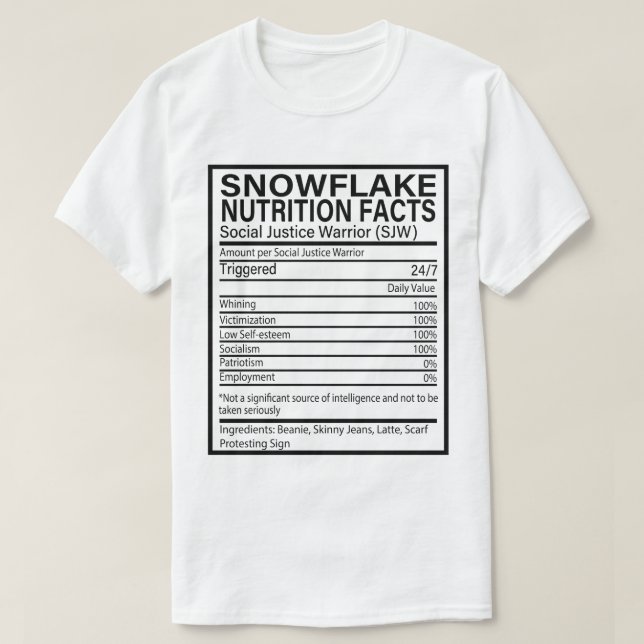 Snowflake Nutrition Facts Funny Anti-socialist USA T Shirt (Design framsida)