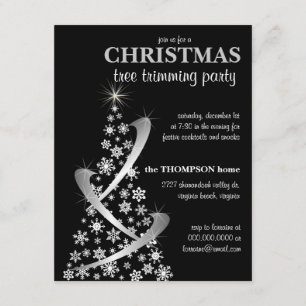 Snowflake och Silver Ribbon Julgran Inbjudan