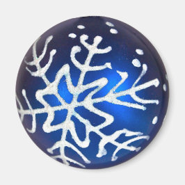 Snowflake on Blue Magnet