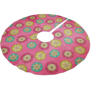 Snowflake Orbs på Helgdag Träd Skirt Julgransmatta Borstad Polyester