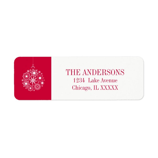 Snowflake Ornament God jul Address Label Returadress Etikett (Framsidan)