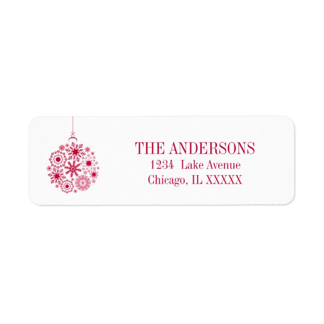 Snowflake Ornament God jul Address Label Returadress Etikett (Framsidan)