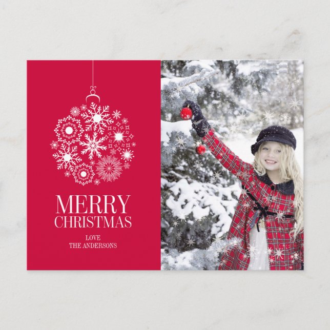Snowflake Ornament God jul Photo Postcard Helg Vykort (Framsida)