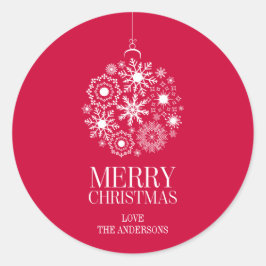 Snowflake Ornament Helgdag Sticker Runt Klistermärke