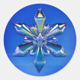 Snowflake Ornament jul Helgdag Sticker Blue Runt Klistermärke