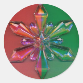 Snowflake Ornament jul Helgdag Sticker Runt Klistermärke