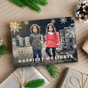 Snowflake Overlay Helgdag-fotokort Julkort