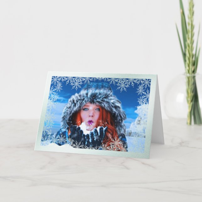 Snowflake Overlay Photo jul Card Helgkort (Framsida)