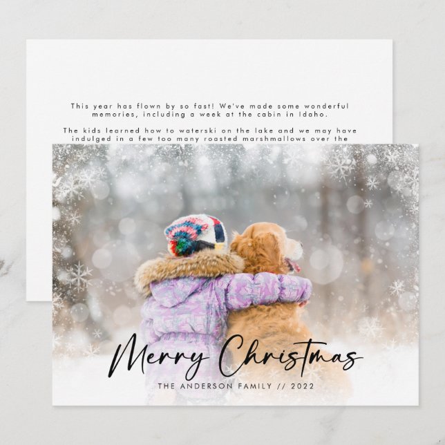 Snowflake Overlay Photo jul Julkort (Fram/baksida)