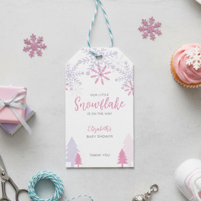 Snowflake på babyvisaren Vinter Presentetikett (Skapare uppladdad)