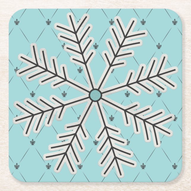Snowflake på Blue Papper Underlägg Kvadrat (Framsidan)
