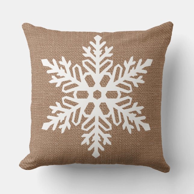 Snowflake på jul för Burlaplandstil Kudde (Framsida)