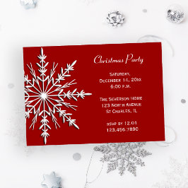 Snowflake på Red Helgdag jul Party Inbjudningar