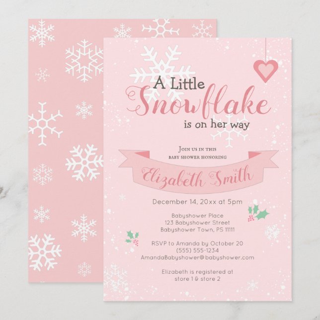 Snowflake på sättet att duschera. inbjudningar (Fram/baksida)