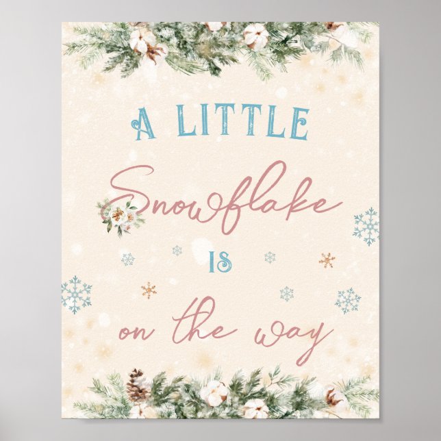 Snowflake på Way Baby Shower Poster (Framsidan)