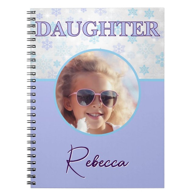 Snowflake Pastel Photo Namn Anteckningsbok (Framsidan)