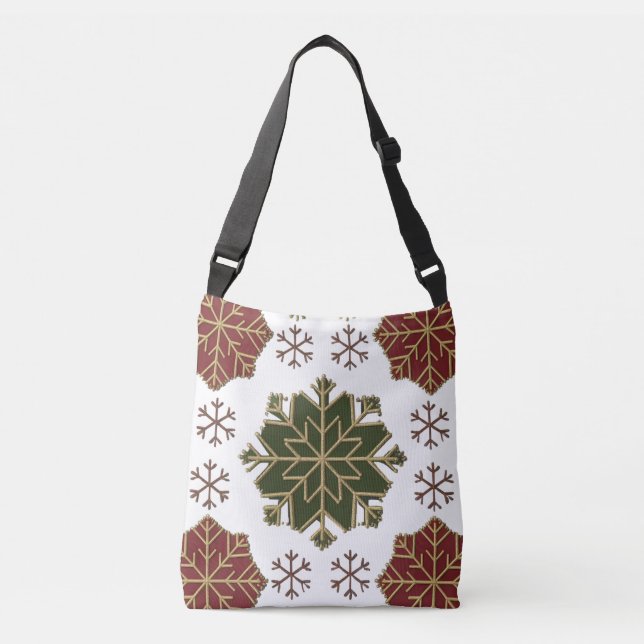 Snowflake Patchwork jul Tote Bag Axelväska (Framsida)