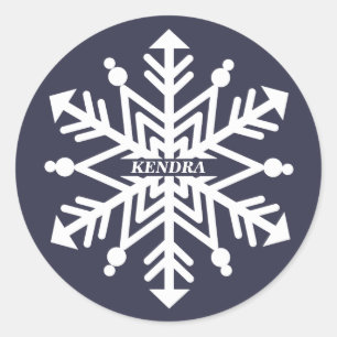 Snowflake-Personlig med ditt namn Runt Klistermärke