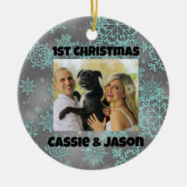 Snowflake-Personligen Foto 1:a jul Julgransprydnad Keramik