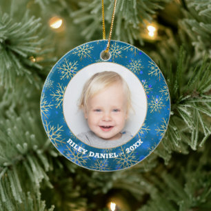 Snowflake Photo Ceramic Ornament
