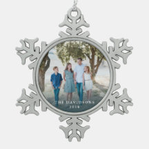 Snowflake Photo Ornament med Family Namn