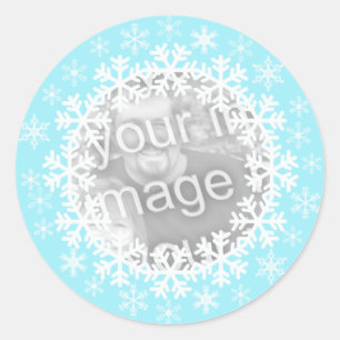 Snowflake Photo Stickers Runt Klistermärke