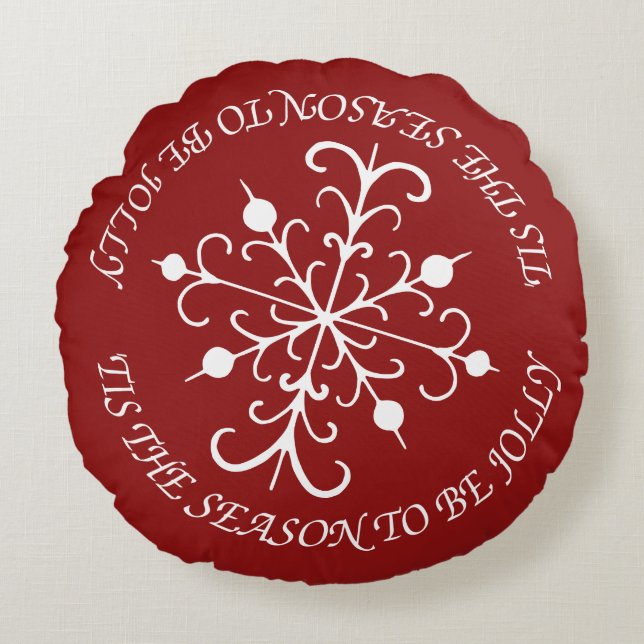 Snowflake Pillow Rund Kudde (Framsidan)