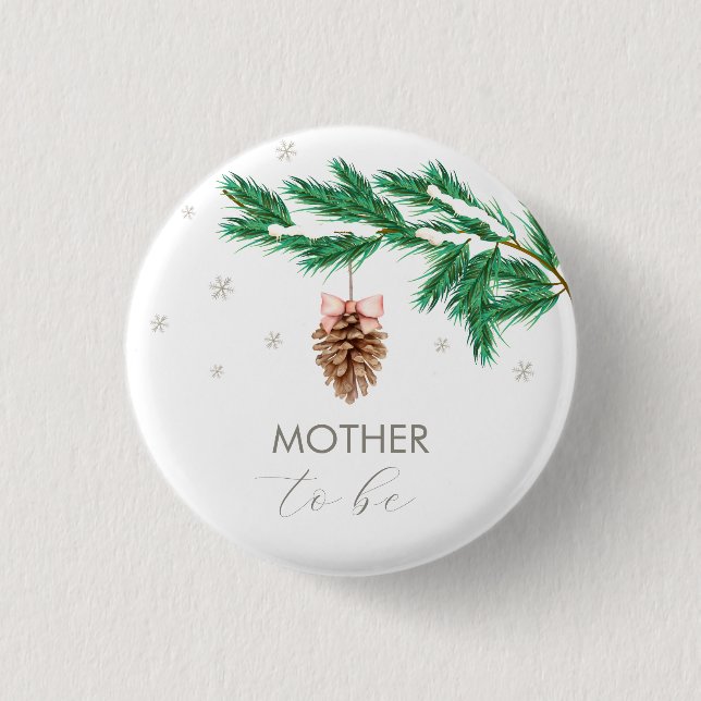 Snowflake Pine cone Mother To Be Baby Shower Knapp (Framsida)