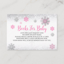  Snowflake Pink & Silver Baby Shower Book Request  Tilläggskort