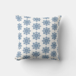 Snowflake Plaid Pattern Blue Holiday Kudde